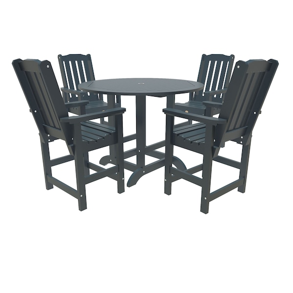Highwood Usa Lehigh 5pc Round Counter Height Outdoor Patio Furniture Dining Set AD-CNL48-FBE - main